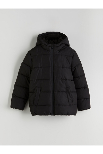 LC Waikiki Kids Black Hooded Boy's Puffer Coat