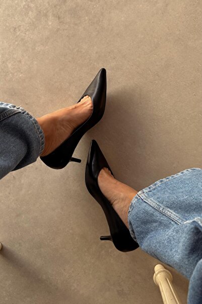 nope21shoess Sava Black Genuine Leather Stiletto