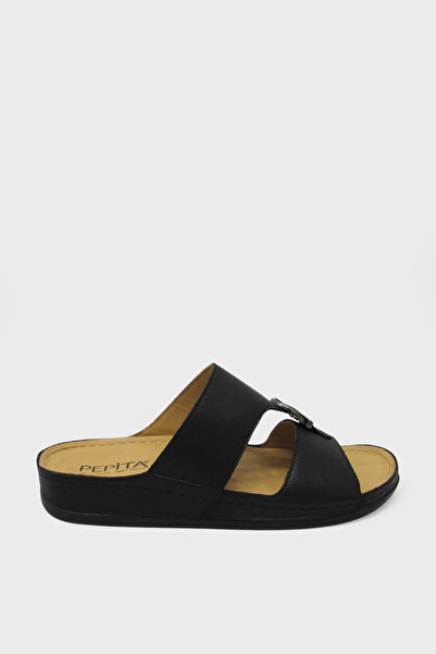 Pepita Men's Casual Leather Slippers Black Srlr5220