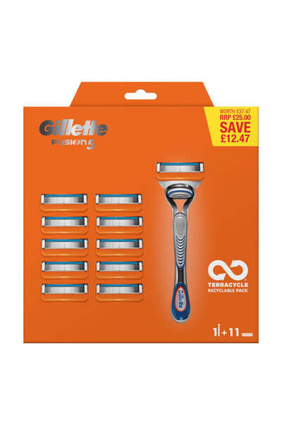 Gillette Fusion5 Men's Razor, 1 5-Blade Razor, 11 Blade Refills, Precision Tr...