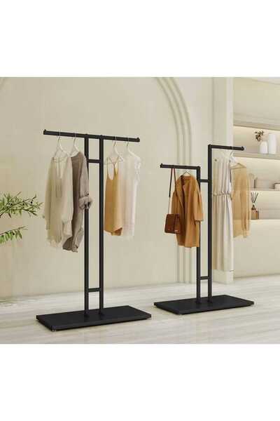 TRENDESK Metal Siyah Ayaklı Zigzak Askılık Elbise Konfeksiyon Askısı 7008-NRM