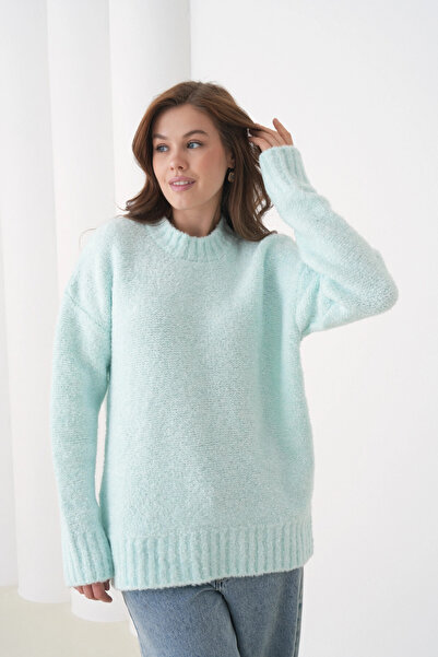 Park Karon Women's Cycling Wrinkled Collar Soft Textured Oversized Knitwear Sweater