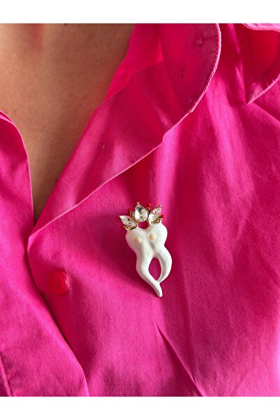 Rüya Diş Şeklinde Taşlı Broş