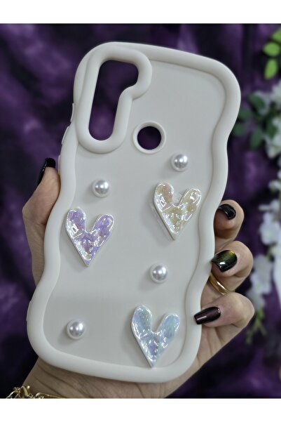 Magic Ring Xiaomi Redmi Note 8 Uyumlu Parlak Kalp & İnci Detaylı Soft Şık Telefon Kılıfı
