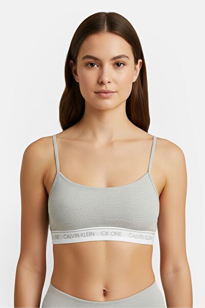 Calvin Klein Women Brand Logo Lightly Padded Bralette, Heather Grey