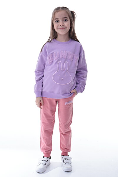 CQCQ Girls' Embossed Teddy Bear Patterned Fleece Tracksuit Set – Comfortable ...