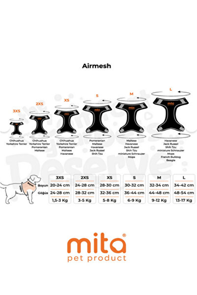 Mita Set of 12 Air Mesh 3XS Breast Collar Black