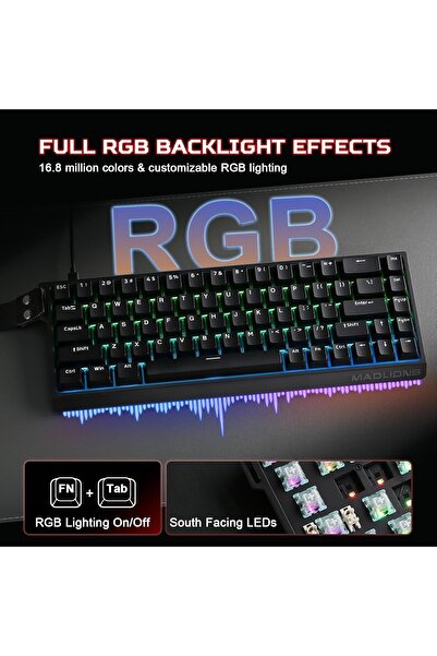 Madlions Mad68 HE RGB Mechanical Keyboard Magnetic Switches Hot Swap 8000hz 0.02mm FPS Gaming Keyboard Black