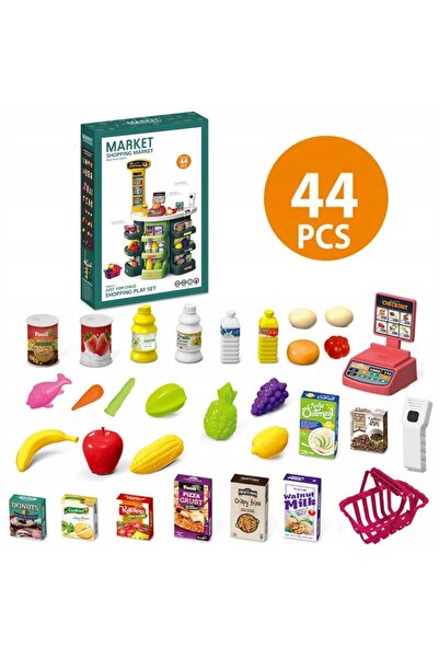 Matadi Green supermarket play set with shopping cart and 44 accessories, scanner with light and sounds,