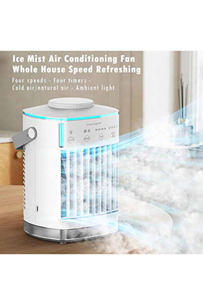 Koday 25W Rechargeable Mini AC & Fan - 2-Speed, USB, Digital Display, Quiet 2-Spray Modes