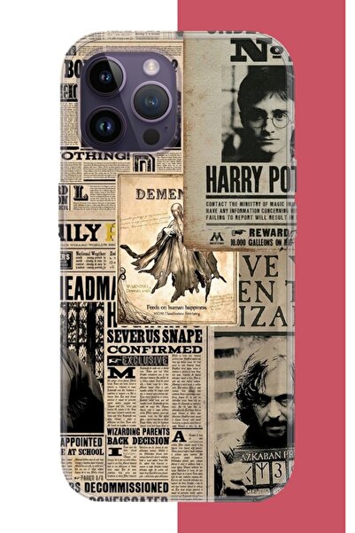 Aksesuarist Iphone 14 Pro Max Uyumlu Gazete Kolaj Harry Potter UV Baskılı Sil...