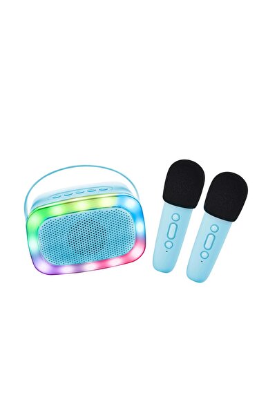 lalarma Set Karaoke Microfon si Boxa Audio Lumini Bluetooth – Party Set Albastru
