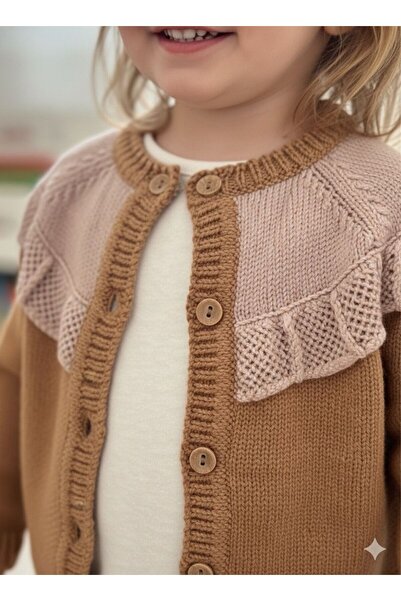 Csp Cassiope Ruffled Front Buttoned Knit Cardigan 9-1-2-3-4 Years Old (Cotonel Triko)