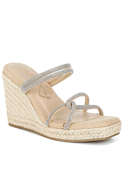 london Rag Women Rhinestones Embellished Espadrilles in Blush