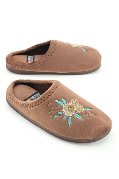 GEZER Women's Winter Pu Comfortable Sole Embroidered Design Home Garden Slippers
