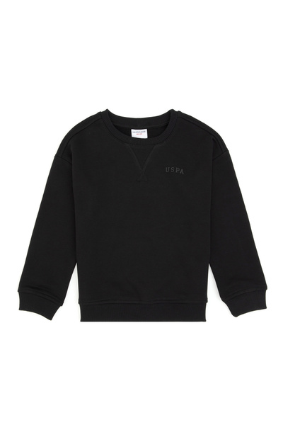 U.S. Polo Assn. Boy's Black Crew Neck Basic Sweatshirt 50313829-Vr046