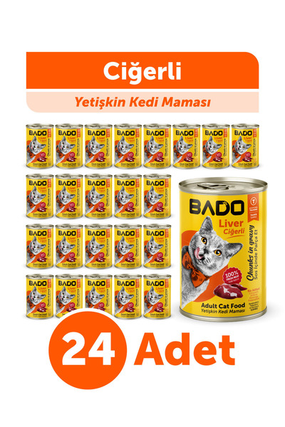 Bado Yetişkin Yaş Kedi Maması Ciğerli 400GR 24lü