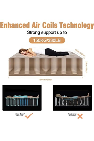 Generic Air Mattress with Built-in Pump - Single Inflatable Mattress for Camping, Home & Travel