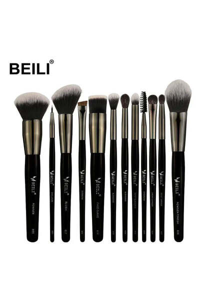 BEILI Set of 12 professional black makeup brushes