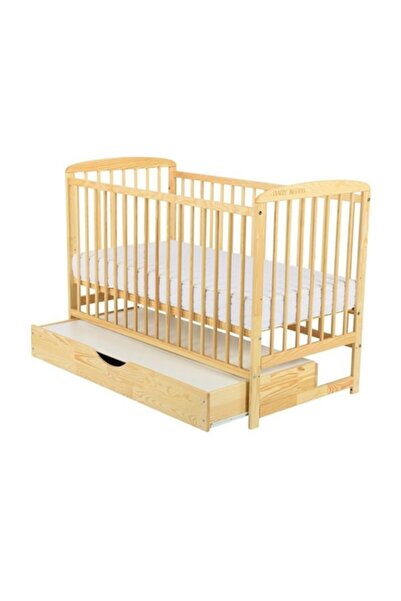 Babyneeds Ola Wooden Baby Crib with Drawer + 8 cm Mattress, 120x60 cm,