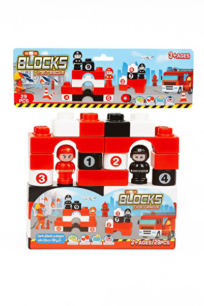 OEM Set de blocuri de construcție – Temă Pompier – 29 piese, 20x20cm