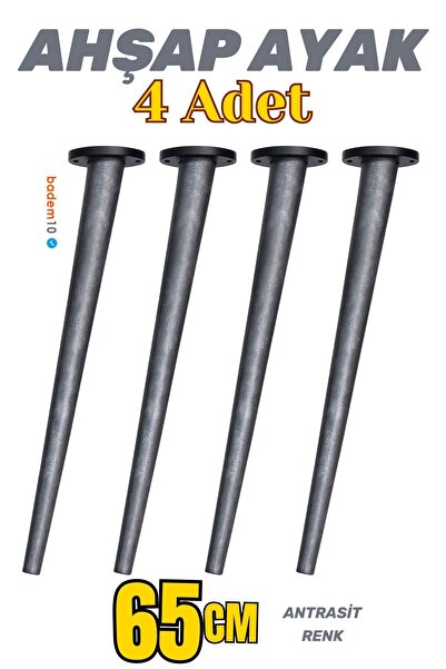 Badem10 Antrasit 4 ADET Açılı Ahşap Masa Ayağı 65 cm Mobilya Dayanıklı Tasarı...