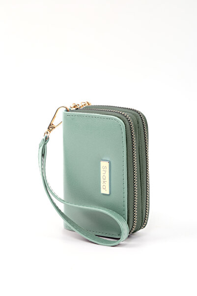 SHAKA Mint Green Shk266 Faux Leather 9 Compartment Wallet with Zipper Closure, Card Holder and Coin Compartment