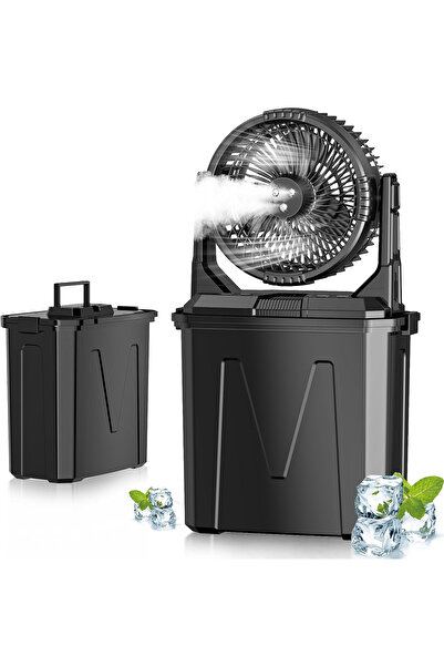 Koday مروحة تخييم خارجية 3 في 1 - بطارية طويلة، خزان مياه كبير، إضاءة RGB