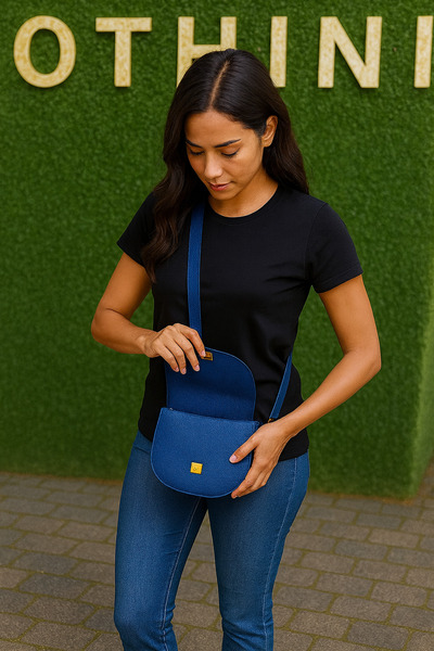 ŞIK VE MUTLU Cobalt Blue Shoulder Bag with Cover
