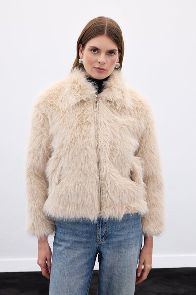 Sateen Blană cu fermoar - Bej