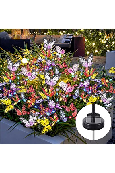 OEM Set of 2 butterfly-shaped solar garden lights, 34 waterproof LEDs, color-changing warm light