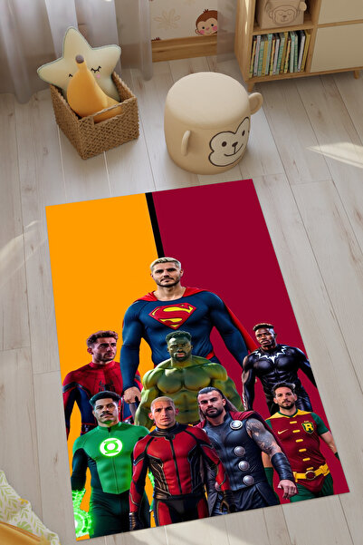 HalıOnline Sarı Kırmızı Taraftar Dijital Baskılı Makinede Yıkanabilir Kaymaz ...