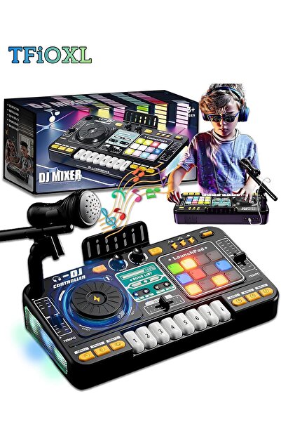 TFiOXL طاولة تحكم خلاط دي جي لعبة موسيقية إلكترونية بلوتوث مع أضواء LED وتأثي...