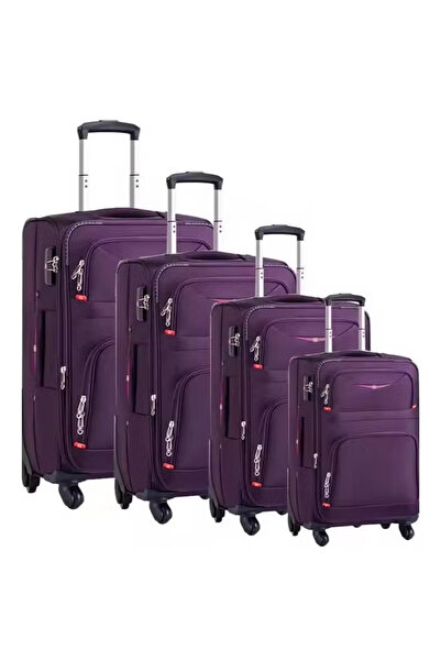 NKX 4-Piece Purple Softside Spinner Luggage Set - Expandable Travel Suitcases...
