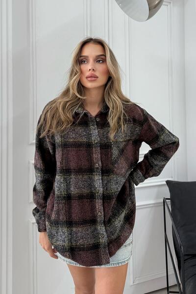 RB CLUB Women's Plaid Pattern Lumberjack Shirt Gray