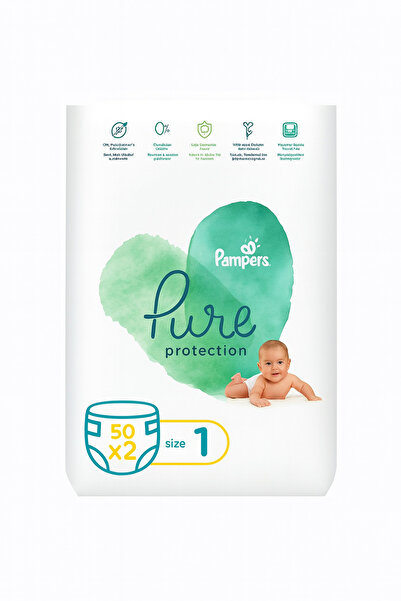 Pampers حماية نقية، مقاس ١، ٥٠ حفاضة × ٢ | مضاد للحساسية