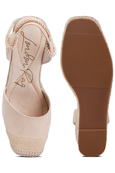 london Rag Women Lace-Up Crochet Espadrilles in Beige