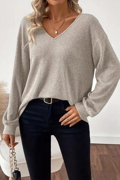 Mossta Bluză cu decolteu în V cu detaliu panglică cu căptușeală din fleece tr...