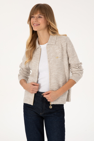 U.S. Polo Assn. Women's Stone Knitwear Cardigan 50309631-Vr049