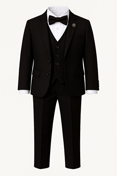 AHENGİM Boy's Compass Badge Bow Tie Jacket 4-Piece Set Suit Ak2840