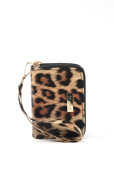 SHAKA Leopard Shk266 Faux Leather Wallet with 9 Compartments, Zipper Closure, Card Holder and Coin Compartment