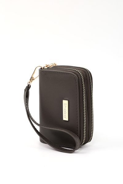 SHAKA Brown Color Shk266 Faux Leather Wallet with 9 Compartments, Zipper Closure, Card Holder and Coin Compartment