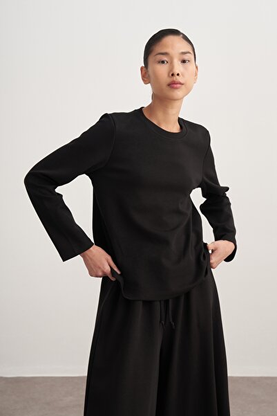 EBU Prive Women's Interlock Long Sleeve Bodysuit Black