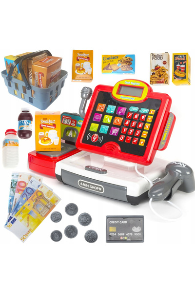 Matadi Casa de marcat cu calculator,cos de cumparaturi si accesorii Red