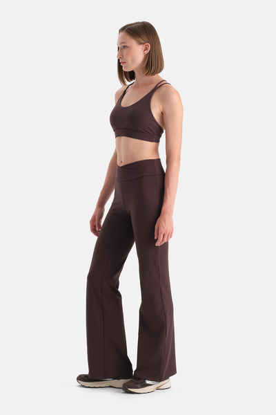 Dagi Dark Brown Women's Cross Strap Sports Bra