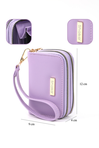 SHAKA Lila Shk266 Faux Leather Wallet with 9 Compartments, Zipper Closure, Card Holder and Coin Compartment
