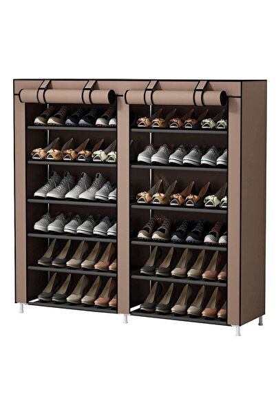 BLOOMING TIME 12-Layer Double Dust Proof and Damp Cabinet Shoe Rack, Brown