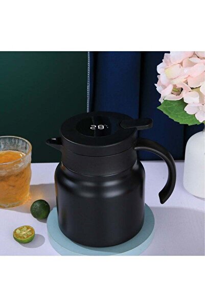 Arabest ترمس قهوة معزول من الفولاذ المقاوم للصدأ سعة 34 أونصة للحفاظ على المشروبات الساخنة/الباردة، باللون الأسود