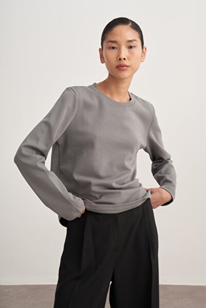 EBU Prive Γυναικείο Μακρυμάνικο Φορμάκι Καπνιστό