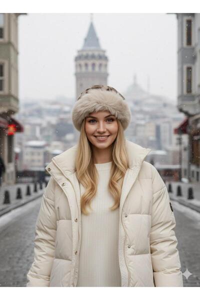 la_hatun bere peluş şapka şal atkı eldiven leopar yarım eldiven kasket